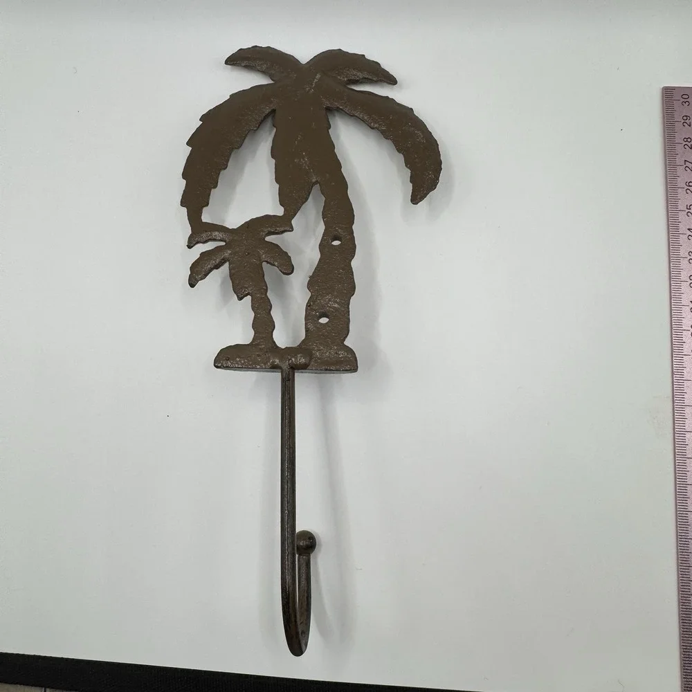 Vintage Palm Tree Key Robe Wall Hook Tropical Beach House Cast Iron‎ Metal